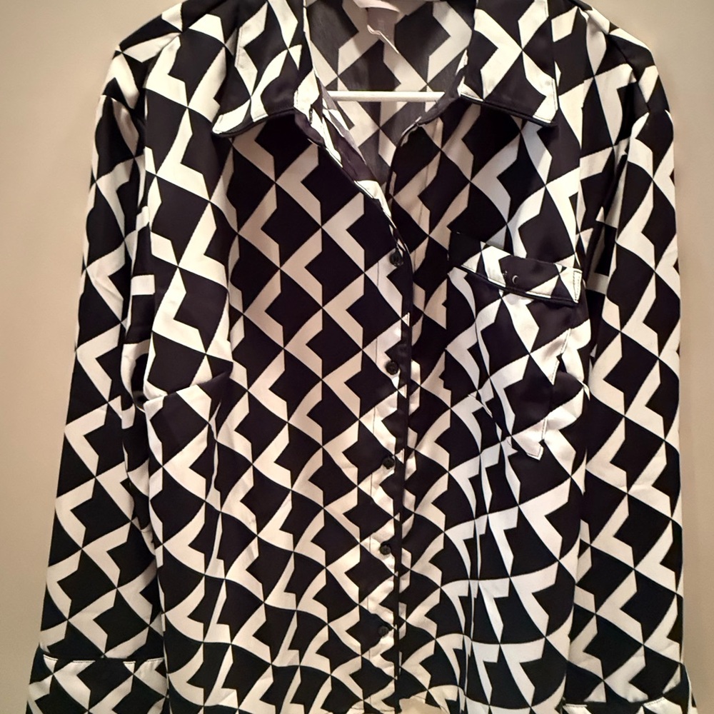 Geometric Black and White Women's Top H&M L